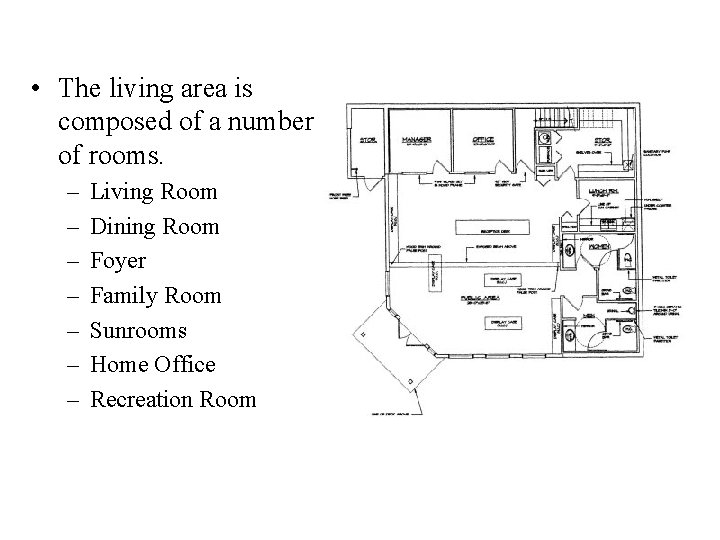  • The living area is composed of a number of rooms. – –