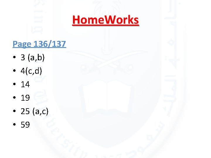 Home. Works Page 136/137 • 3 (a, b) • 4(c, d) • 14 •