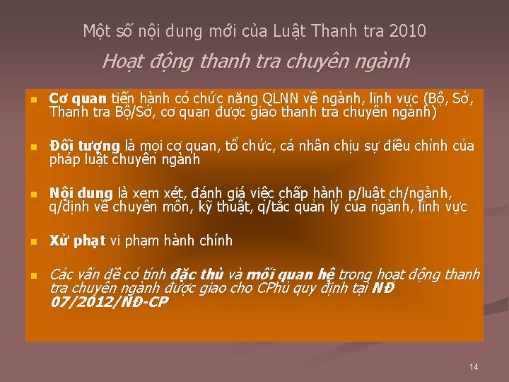 Một số nội dung mới của Luật Thanh tra 2010 Hoạt động thanh tra