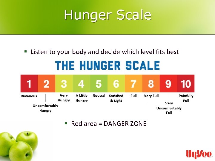 Hunger Scale § Listen to your body and decide which level fits best 1