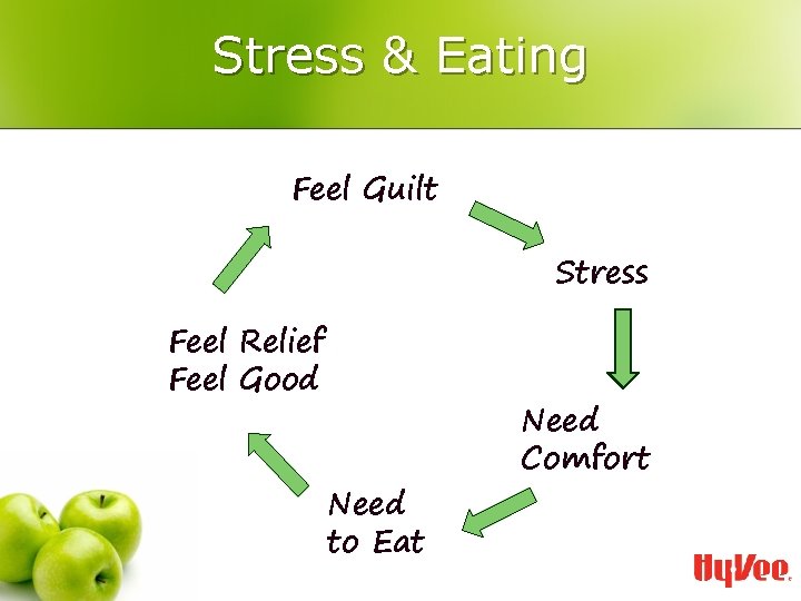 Stress & Eating Feel Guilt Stress Feel Relief Feel Good Need to Eat Need