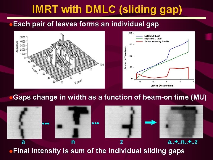 IMRT with DMLC (sliding gap) l. Each pair of leaves forms an individual gap