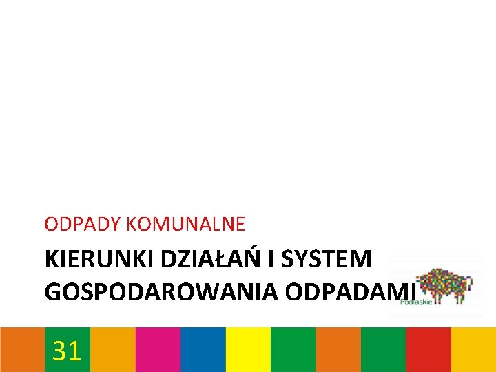 ODPADY KOMUNALNE KIERUNKI DZIAŁAŃ I SYSTEM GOSPODAROWANIA ODPADAMI 31 