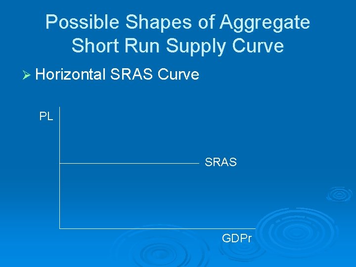Possible Shapes of Aggregate Short Run Supply Curve Ø Horizontal SRAS Curve PL SRAS