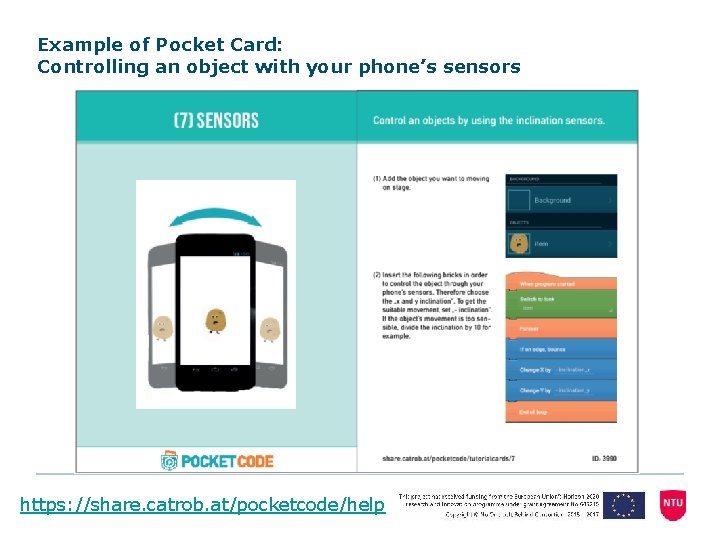 Example of Pocket Card: Controlling an object with your phone’s sensors https: //share. catrob.