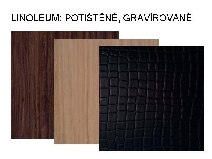 LINOLEUM: POTIŠTĚNÉ, GRAVÍROVANÉ 