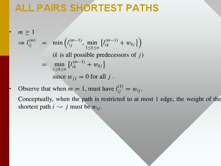 ALL PAIRS SHORTEST PATHS 