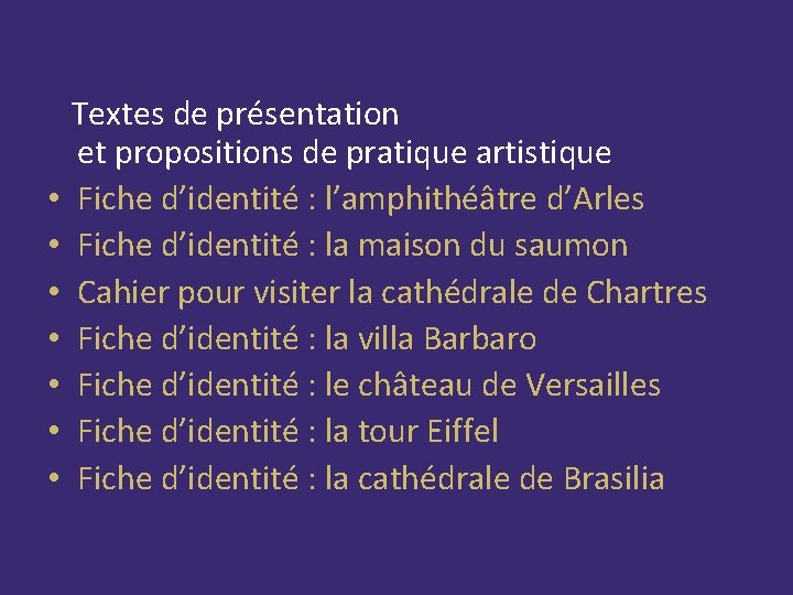  Textes de présentation et propositions de pratique artistique • Fiche d’identité : l’amphithéâtre