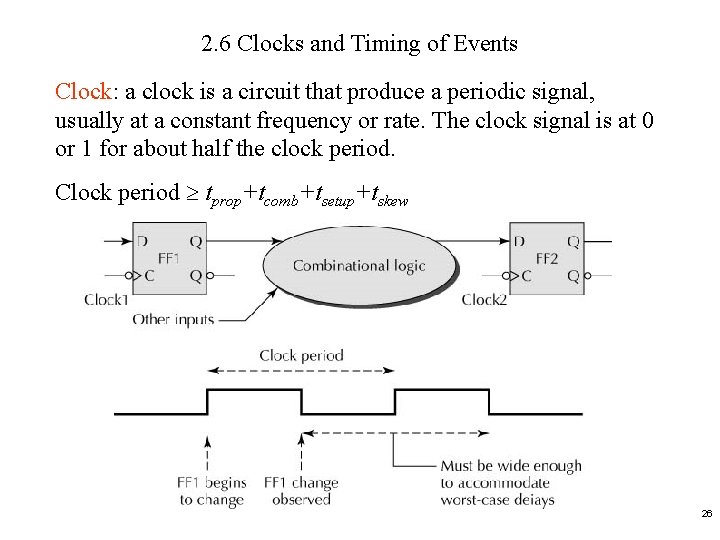 2. 6 Clocks and Timing of Events Clock: a clock is a circuit that