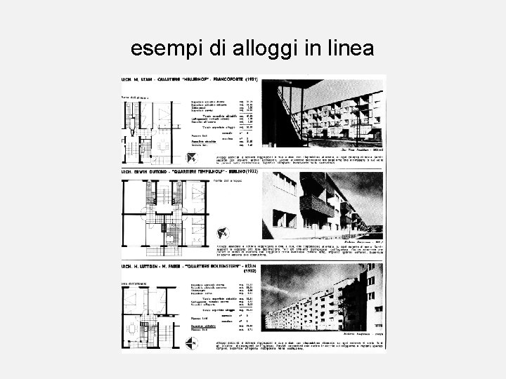 esempi di alloggi in linea 