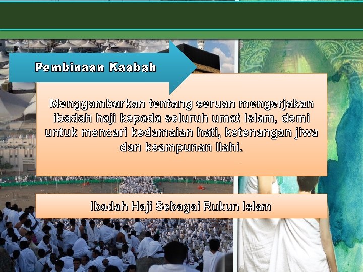 Pembinaan Kaabah Menggambarkan tentang seruan mengerjakan ibadah haji kepada seluruh umat Islam, demi untuk