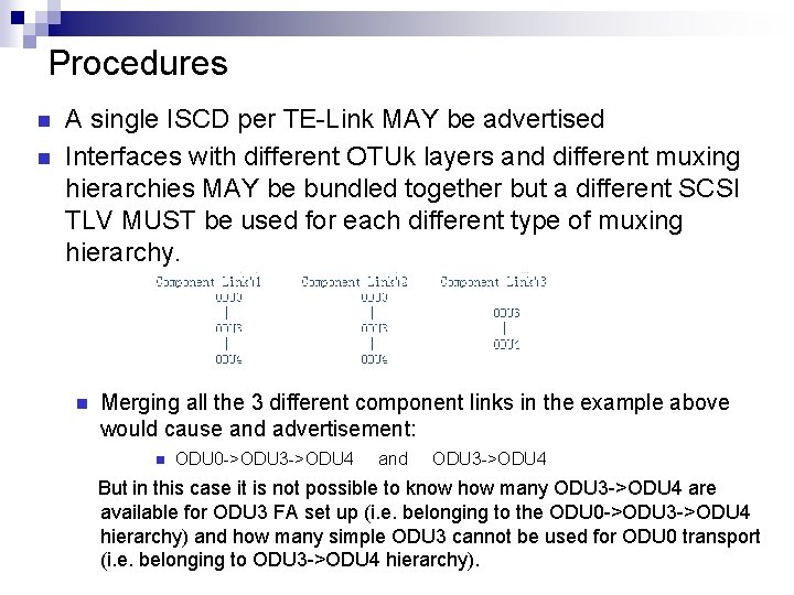 Procedures A single ISCD per TE-Link MAY be advertised Interfaces with different OTUk layers