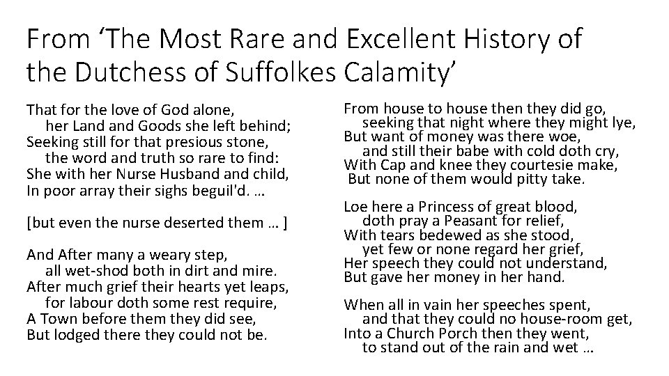 From ‘The Most Rare and Excellent History of the Dutchess of Suffolkes Calamity’ That
