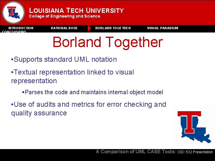LOUISIANA TECH UNIVERSITY College of Engineering and Science INTRODUCTION CONCLUSIONS RATIONAL ROSE BORLAND TOGETHER