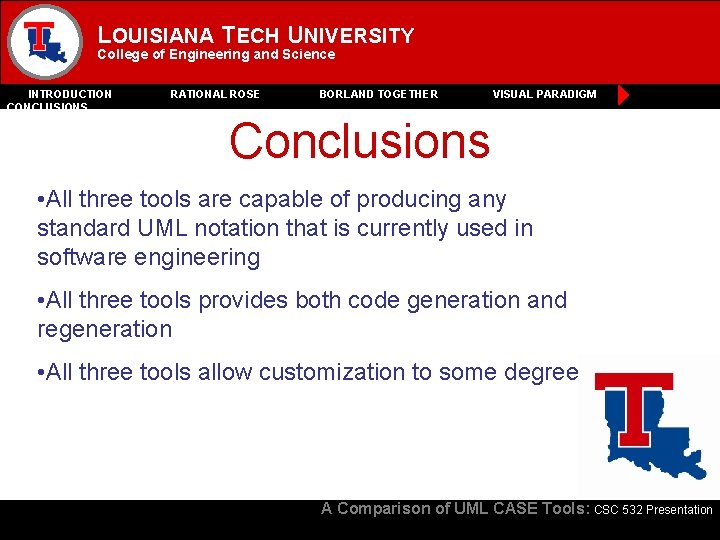 LOUISIANA TECH UNIVERSITY College of Engineering and Science INTRODUCTION CONCLUSIONS RATIONAL ROSE BORLAND TOGETHER