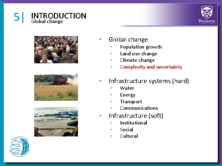 5| INTRODUCTION Global change • Global change • • • Infrastructure systems (hard) •