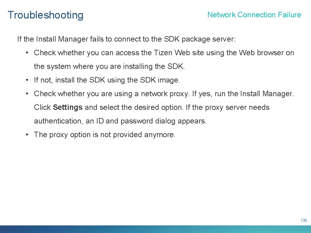 Troubleshooting Network Connection Failure If the Install Manager fails to connect to the SDK