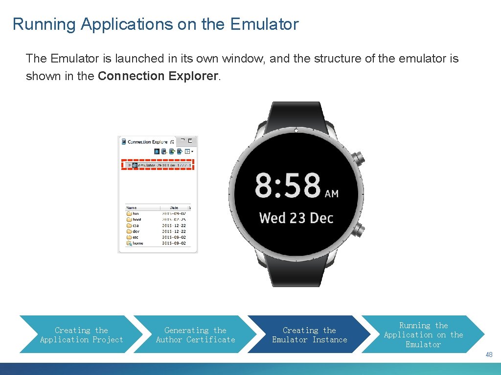 Running Applications on the Emulator The Emulator is launched in its own window, and