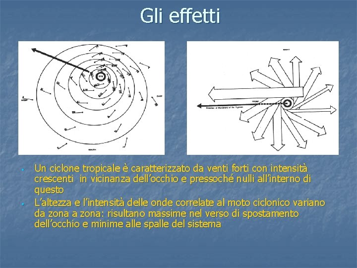 Gli effetti • • Un ciclone tropicale è caratterizzato da venti forti con intensità