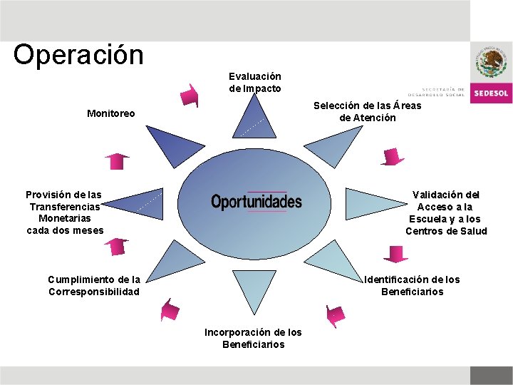 Operación Evaluación de Impacto Selección de las Áreas de Atención Monitoreo Provisión de las