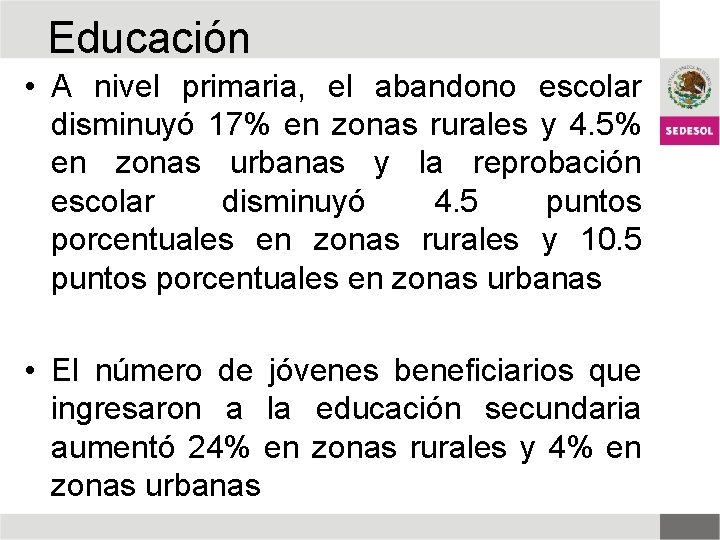 Educación • A nivel primaria, el abandono escolar disminuyó 17% en zonas rurales y
