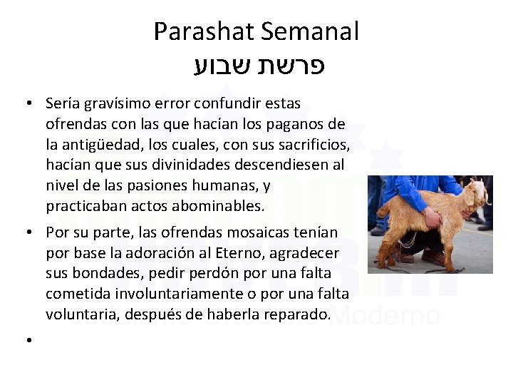 Parashat Semanal שבוע פרשת • Sería gravísimo error confundir estas ofrendas con las que