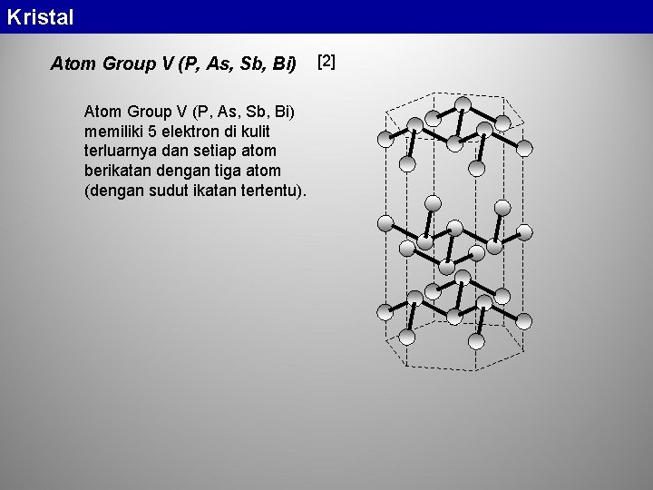Kristal Atom Group V (P, As, Sb, Bi) memiliki 5 elektron di kulit terluarnya