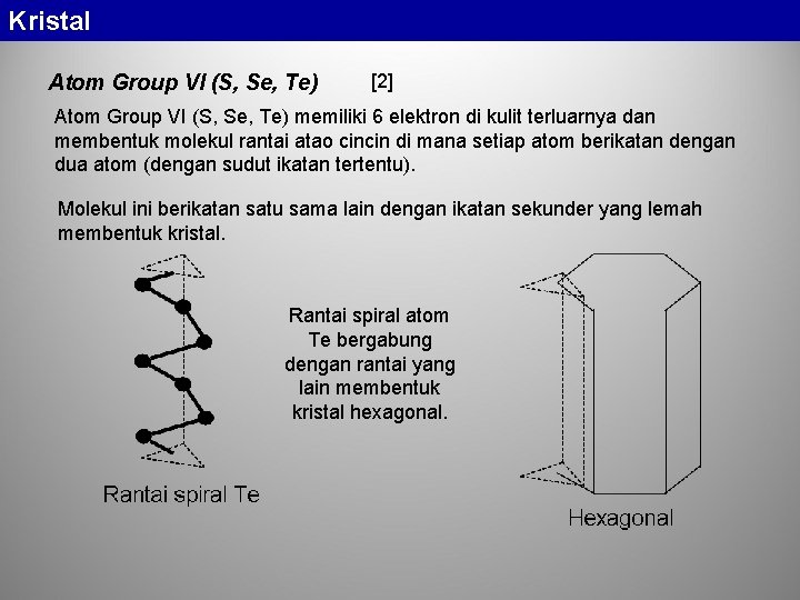 Kristal Atom Group VI (S, Se, Te) [2] Atom Group VI (S, Se, Te)