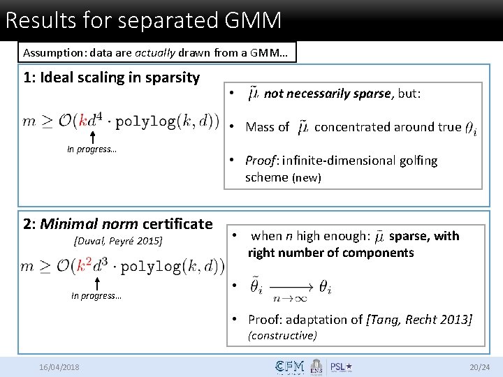 Results for separated GMM Assumption: data are actually drawn from a GMM… 1: Ideal