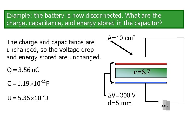 Example a parallel plate capacitor has an area