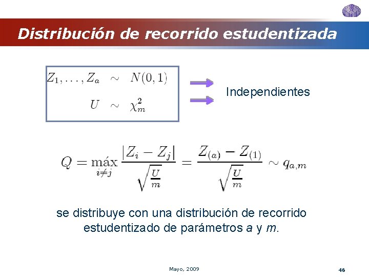 Distribución de recorrido estudentizada Independientes se distribuye con una distribución de recorrido estudentizado de Distribución de recorrido estudentizada Independientes se distribuye con una distribución de recorrido estudentizado de