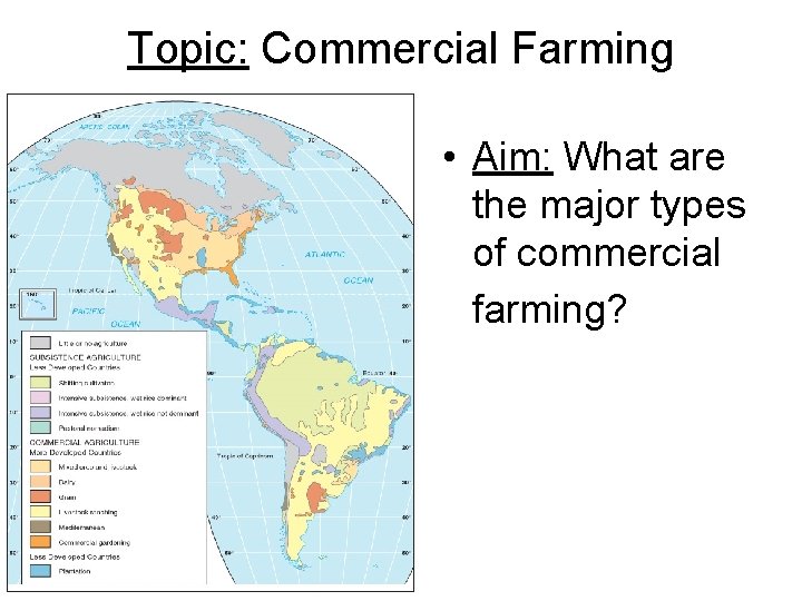 Topic: Commercial Farming • Aim: What are the major types of commercial farming? Topic: Commercial Farming • Aim: What are the major types of commercial farming?