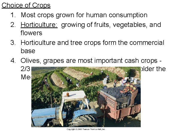 Choice of Crops 1. Most crops grown for human consumption 2. Horticulture: growing of Choice of Crops 1. Most crops grown for human consumption 2. Horticulture: growing of