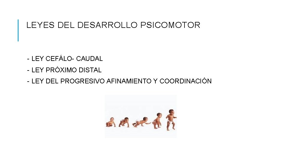 LEYES DEL DESARROLLO PSICOMOTOR - LEY CEFÁLO- CAUDAL - LEY PRÓXIMO DISTAL - LEY