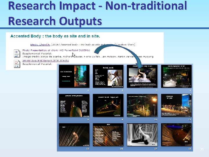 Research Impact - Non-traditional Research Outputs 35 