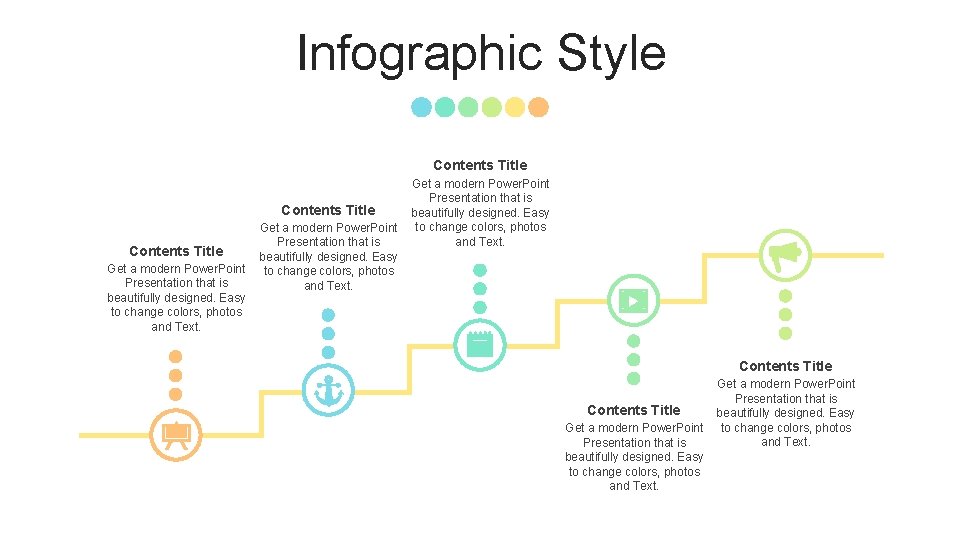 Infographic Style Contents Title Get a modern Power. Point Presentation that is beautifully designed.