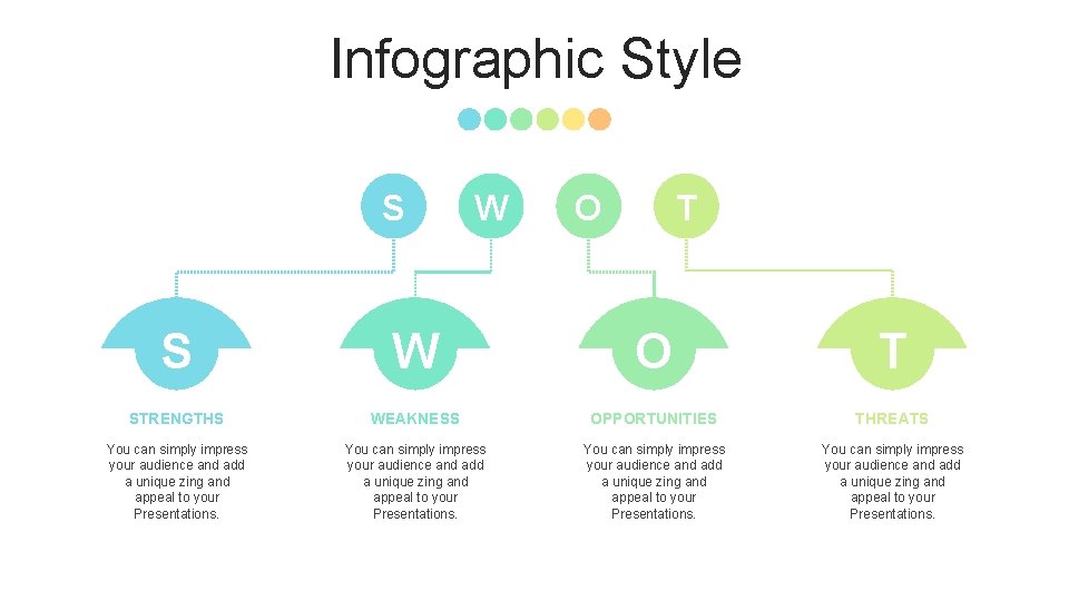 Infographic Style S W O T STRENGTHS WEAKNESS OPPORTUNITIES THREATS You can simply impress