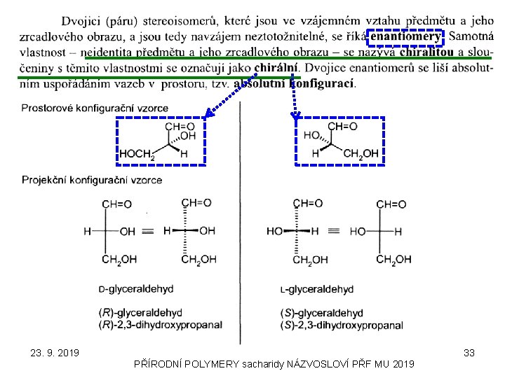 23. 9. 2019 33 PŘÍRODNÍ POLYMERY sacharidy NÁZVOSLOVÍ PŘF MU 2019 