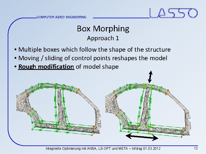 COMPUTER AIDED ENGINEERING Box Morphing Approach 1 • Multiple boxes which follow the shape