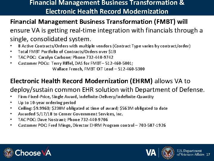 Financial Management Business Transformation & Electronic Health Record Modernization Financial Management Business Transformation (FMBT)