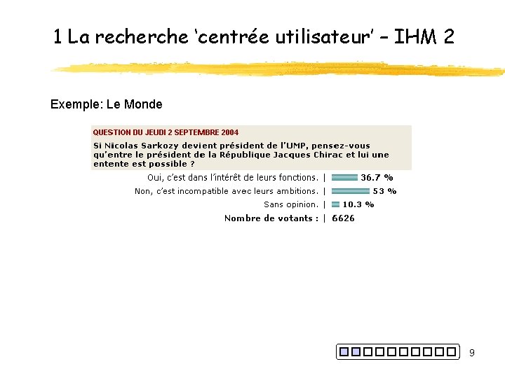 1 La recherche ‘centrée utilisateur’ – IHM 2 Exemple: Le Monde 9 