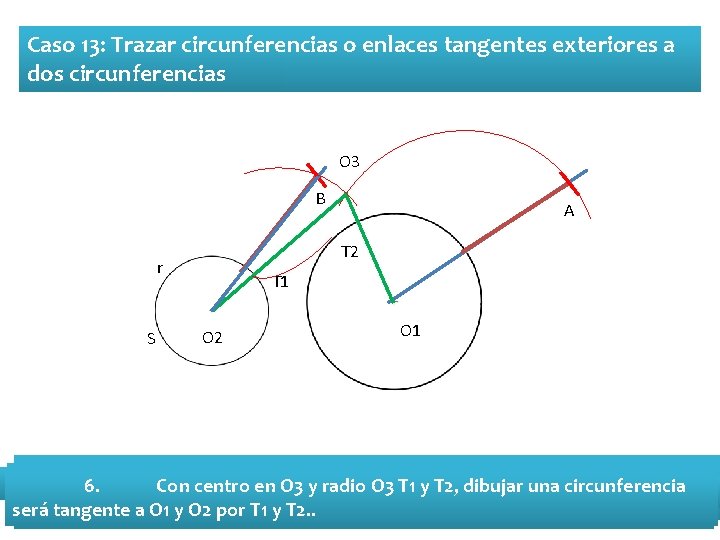 Caso 13: Trazar circunferencias o enlaces tangentes exteriores a dos circunferencias O 3 B