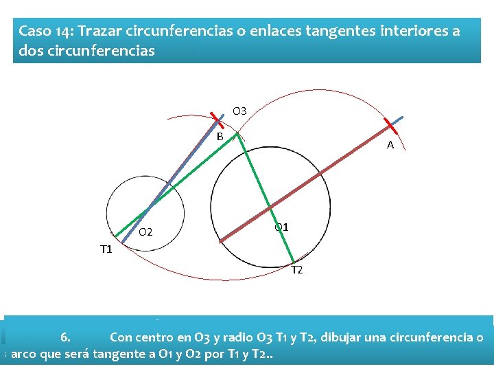 Caso 14: Trazar circunferencias o enlaces tangentes interiores a dos circunferencias O 3 B