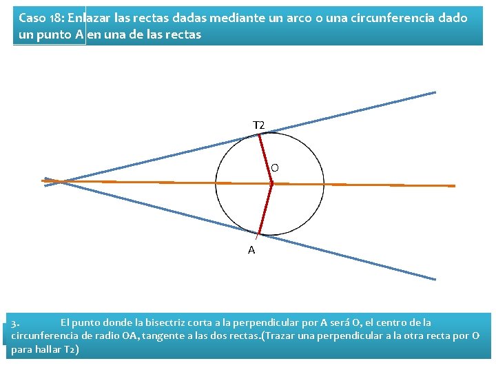 Caso 18: Enlazar las rectas dadas mediante un arco o una circunferencia dado un