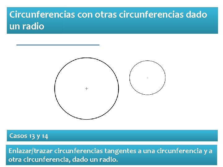 Circunferencias con otras circunferencias dado un radio Casos 13 y 14 Enlazar/trazar circunferencias tangentes