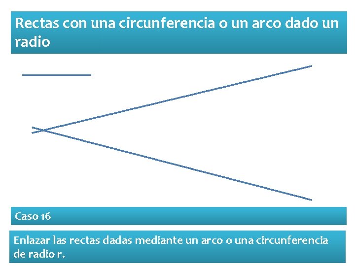 Rectas con una circunferencia o un arco dado un radio Caso 16 Enlazar las