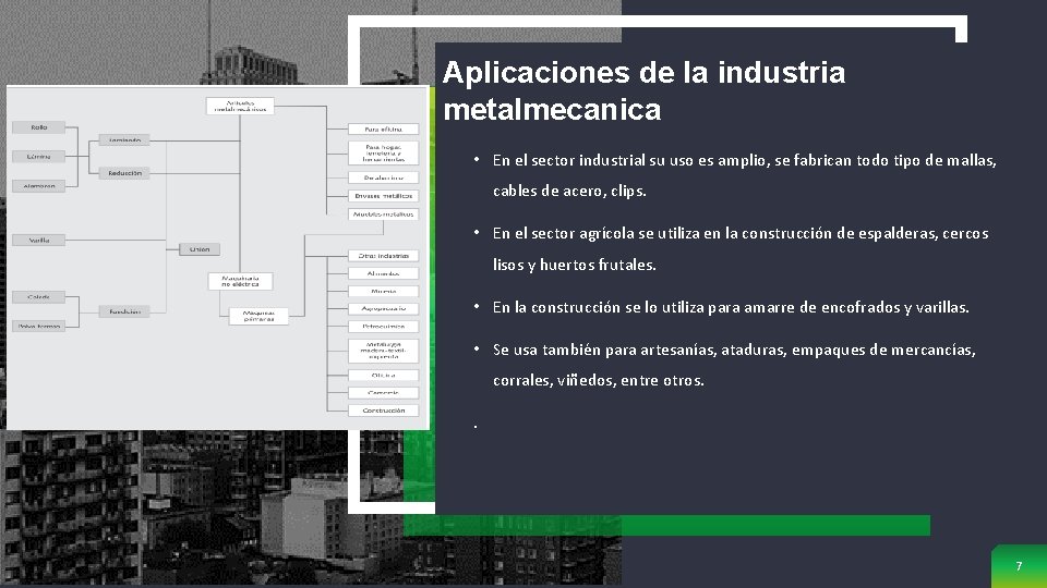 Aplicaciones de la industria metalmecanica • En el sector industrial su uso es amplio,