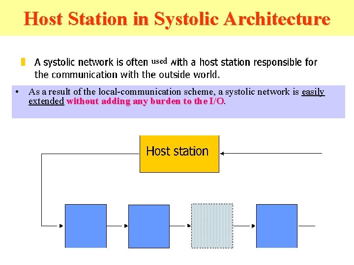 Host Station in Systolic Architecture used • As a result of the local-communication scheme,