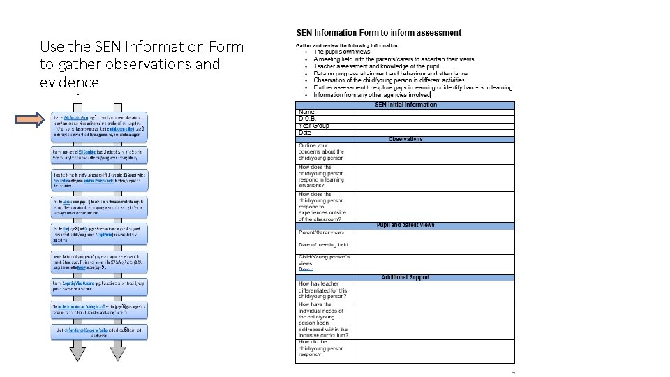 Use the SEN Information Form to gather observations and evidence 