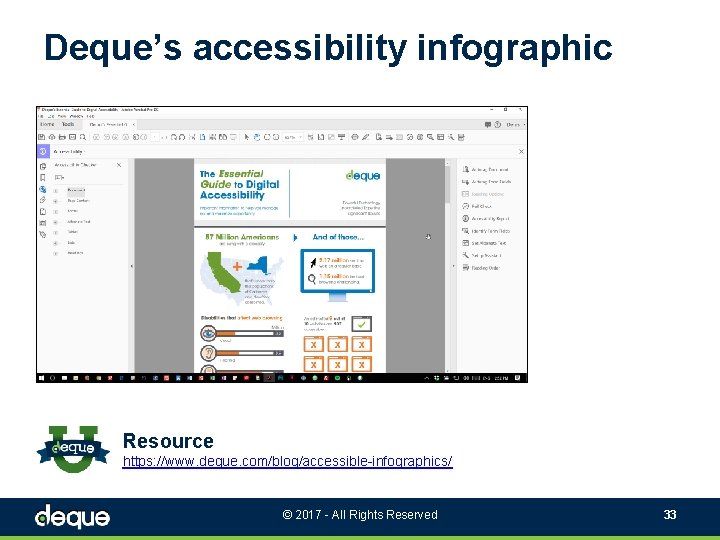 Deque’s accessibility infographic Resource https: //www. deque. com/blog/accessible-infographics/ © 2017 - All Rights Reserved